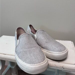 Keds Women's navy and White Striped Slip-On Sneakers
